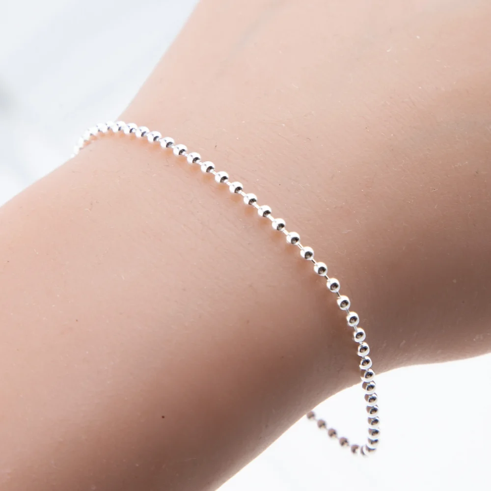 PULN02- PULSERA LISA PLATA 925 ITALIANA CON BOLITAS