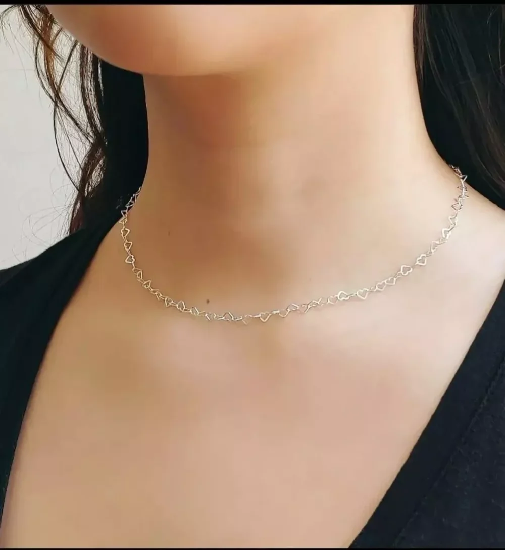 CONJN15- CADENA CONJUNTO PLATA 925 ITALIANA CORAZONES