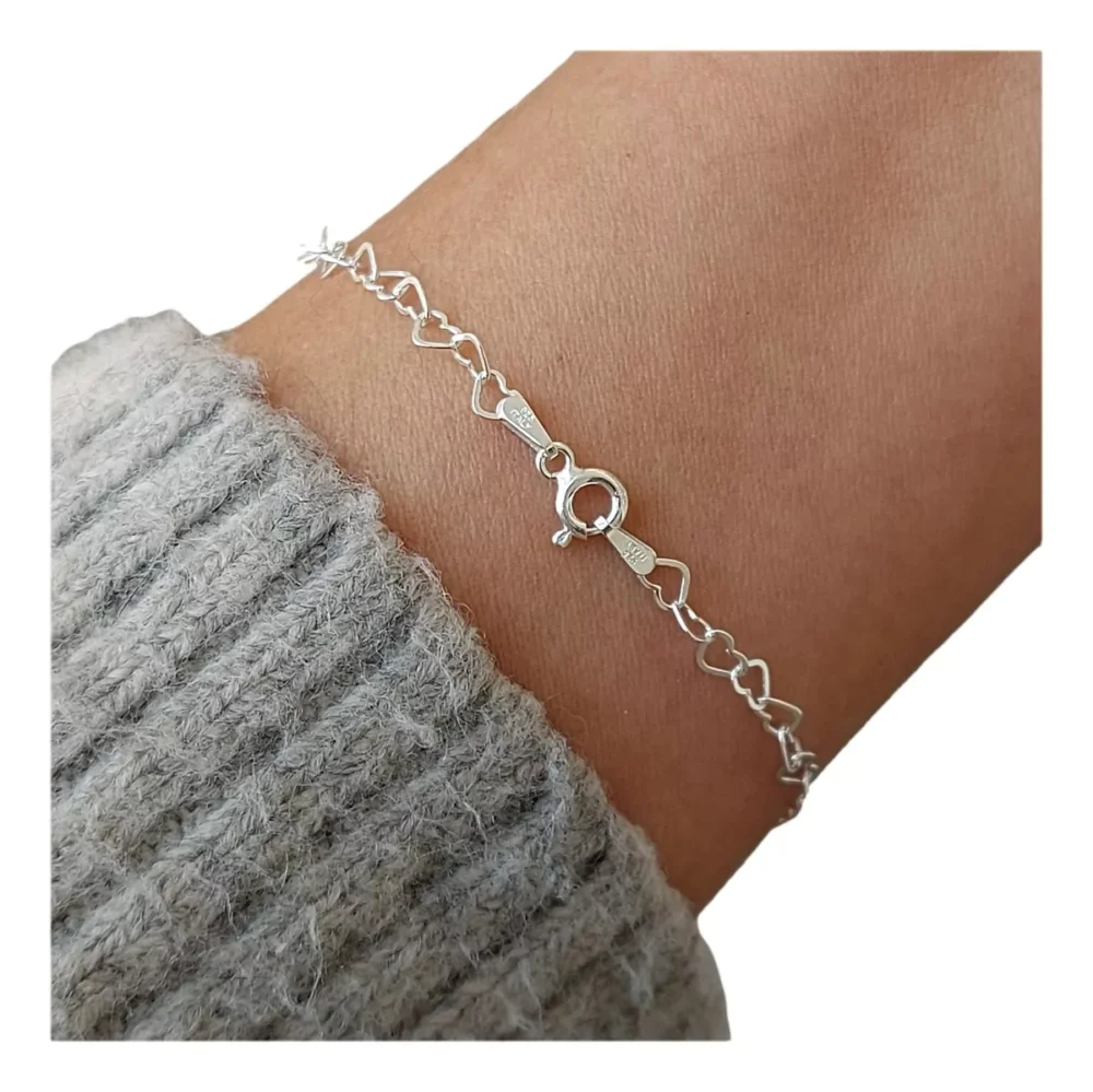 PULN020- PULSERA LISA PLATA 925 ITALIANA CORAZON - Imagen 2