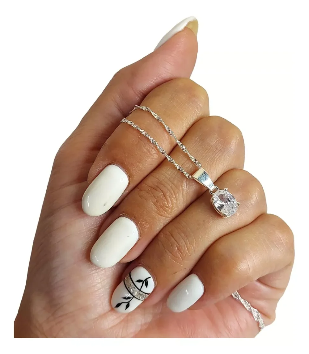 CONJN03- CADENA CONJUNTO PLATA 925 ITALIANA CON DIJE CRISTAL