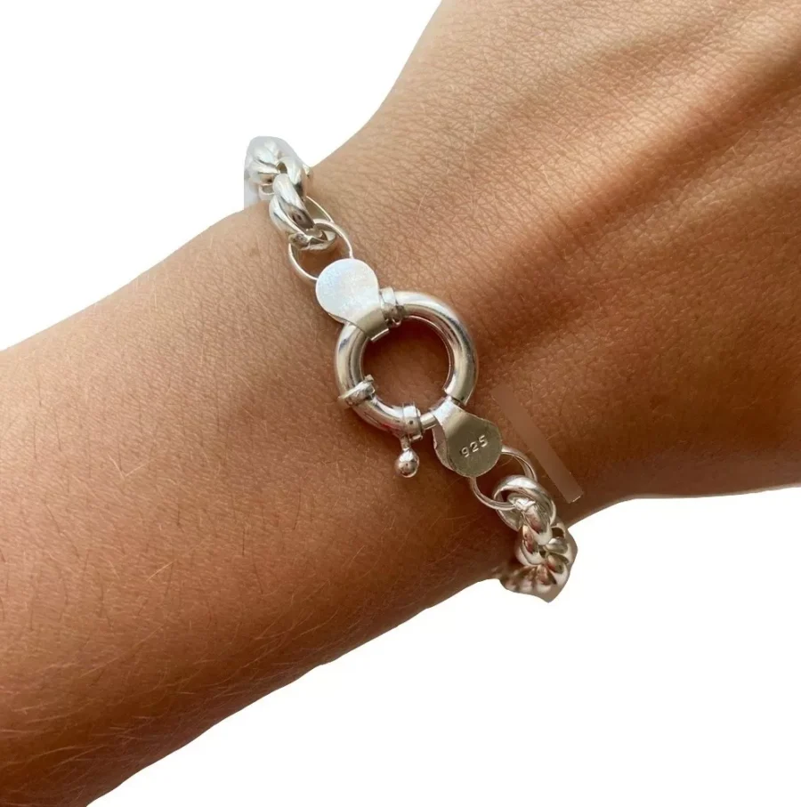 PULN013- PULSERA LISA GRUESA PLATA ROLO TOURBILLON NACIONAL