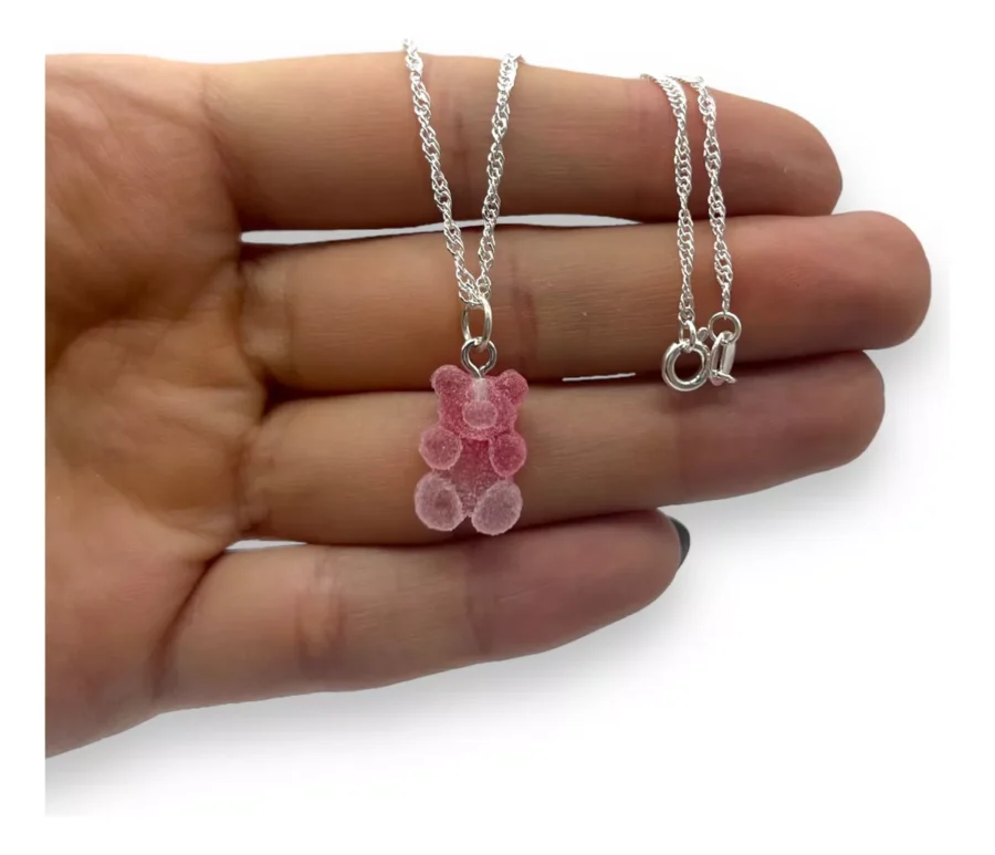 CONJN11- CADENA CONJUNTO PLATA 925 ITALIANA CON DIJE OSITO YUMMI