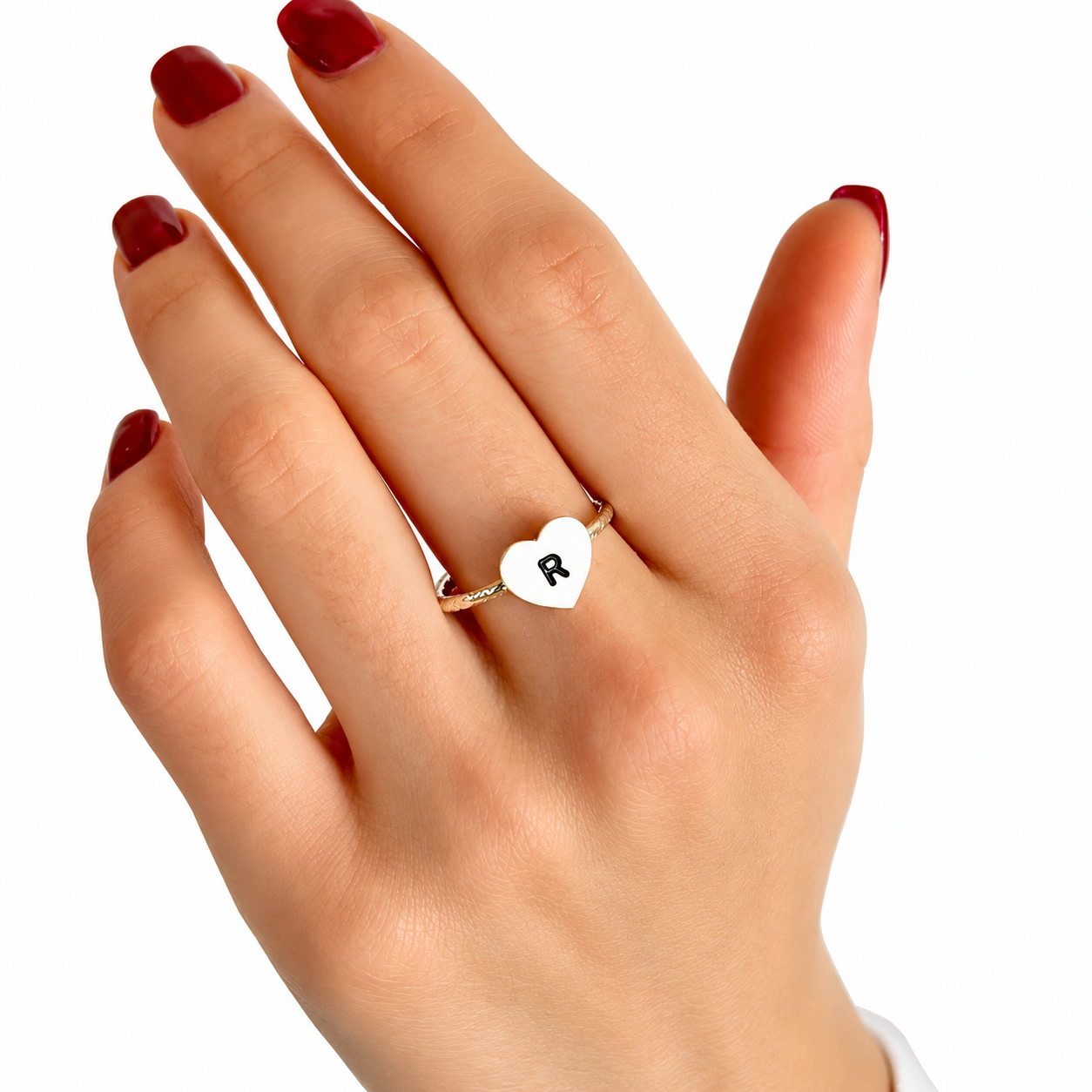 ANILLO DE PLATA 925 CORAZON C/ 1 INICIAL - JOPE11x