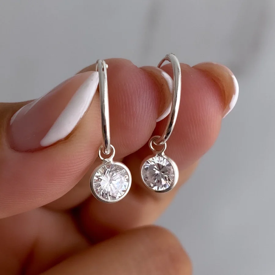 ARNC50- AROS ARGOLLA CON CUBIC COLGANTE PLATA 925