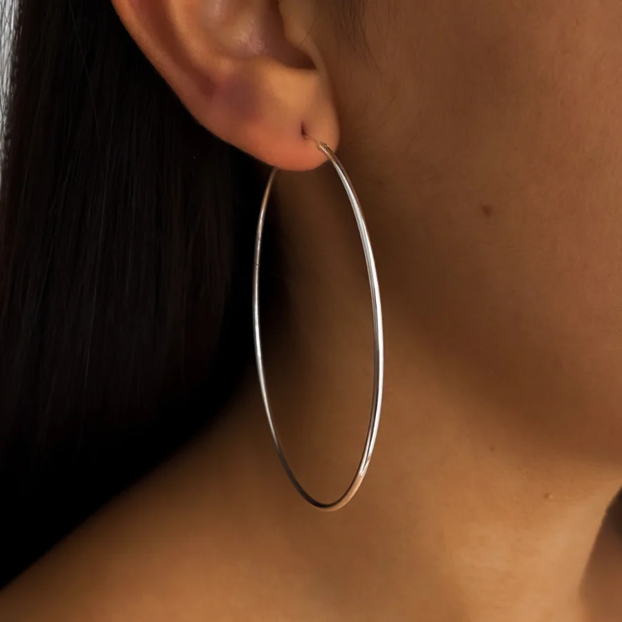 ARGOLLAS PLATA 925 CUBANAS GRANDES CLASICAS LISA- ARL30010