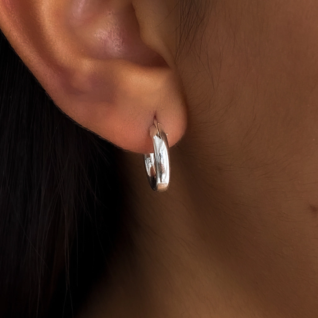 ARGOLLAS PLATA 925 CUBANAS CLASICAS LISA- ARL3007 - Imagen 2