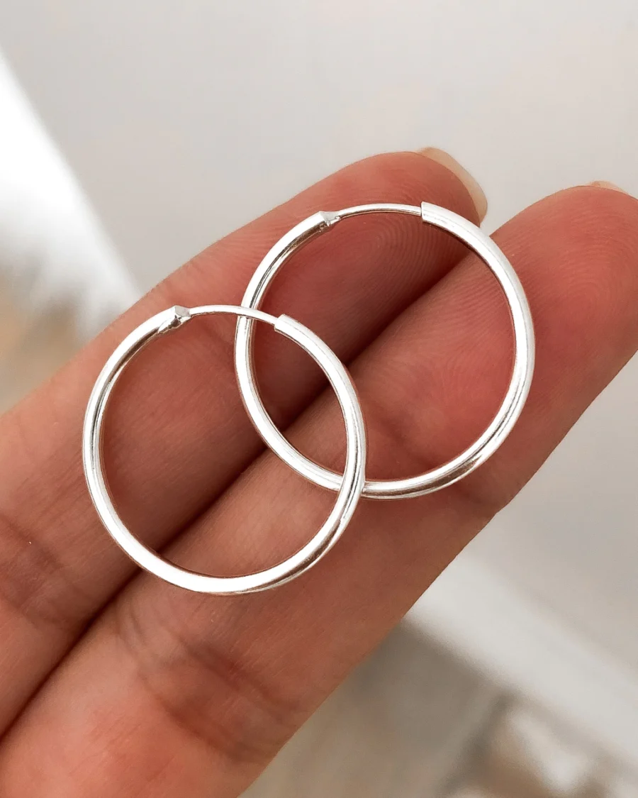 AROS ARGOLLAS 2 CM PLATA 925 CLASICAS LISA- ARL30053