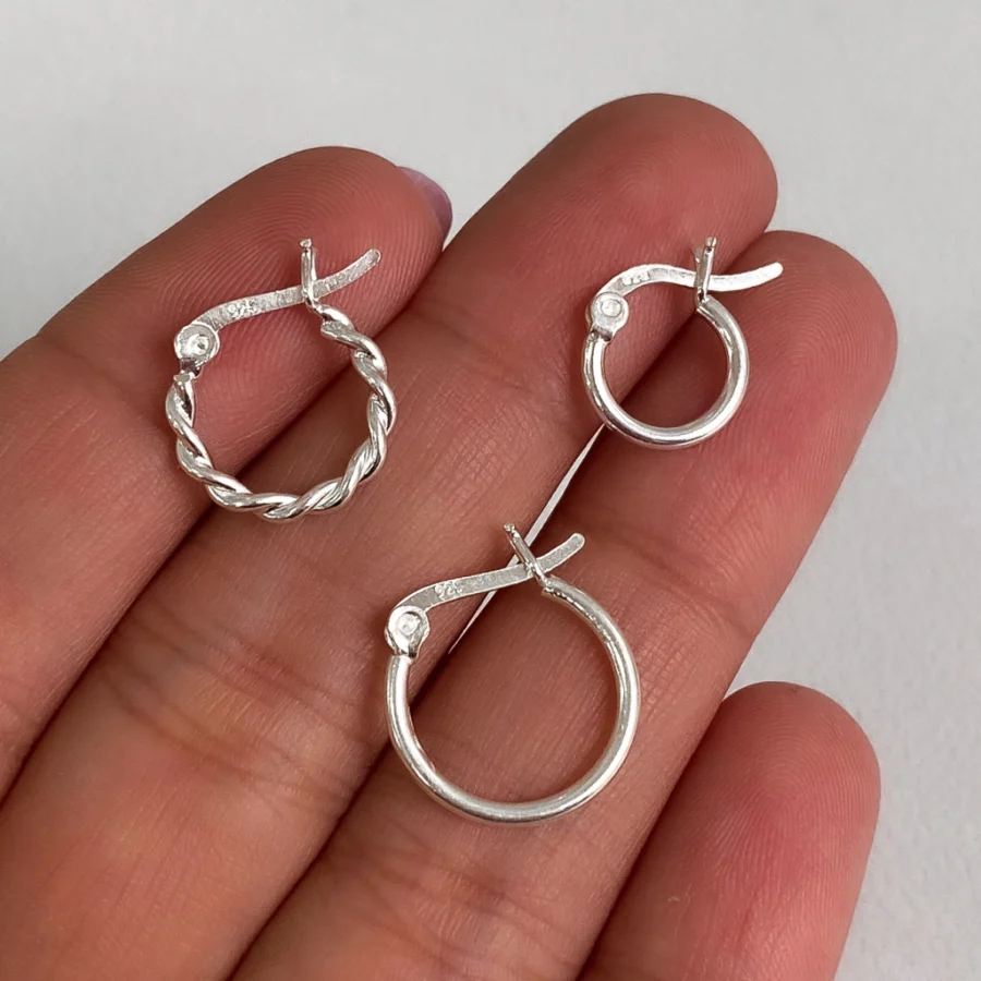 SET AROS ARGOLLAS PLATA 925 CLASICAS LISA- ARL30058 - Imagen 2