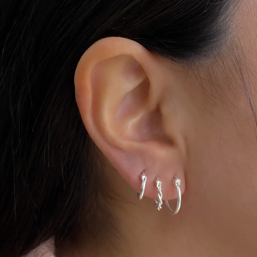 SET AROS ARGOLLAS PLATA 925 CLASICAS LISA- ARL30058