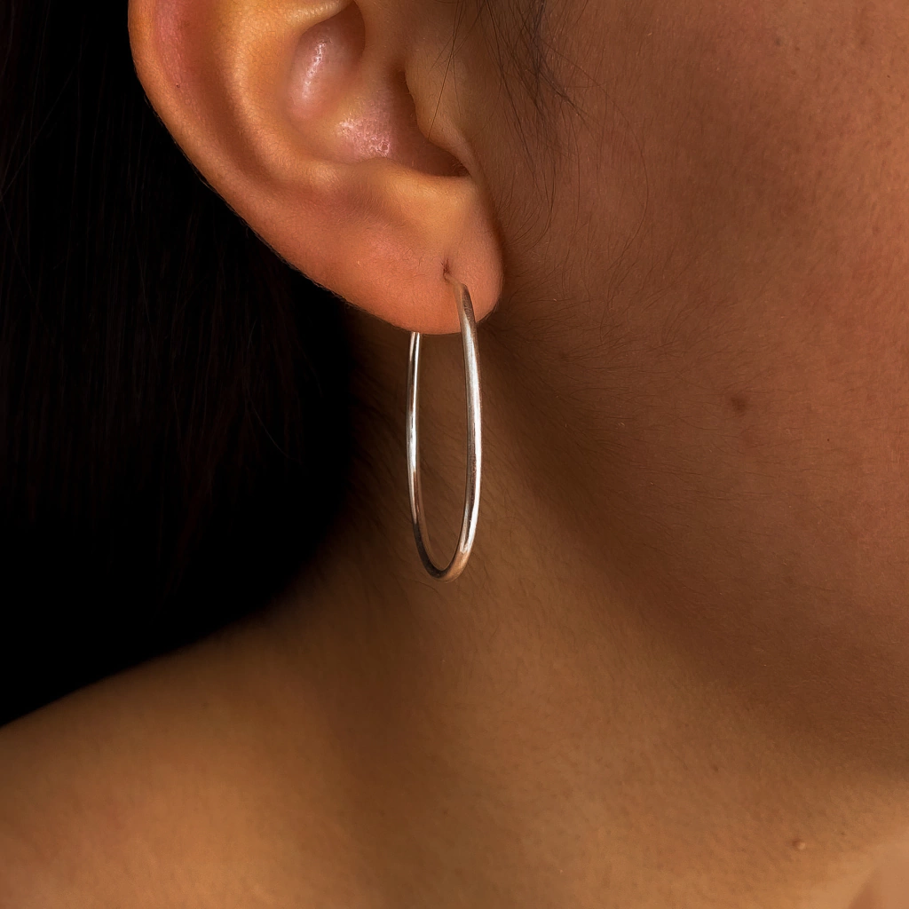 ARGOLLAS PLATA 925 CUBANAS 4 CM CLASICAS LISA- ARL30016