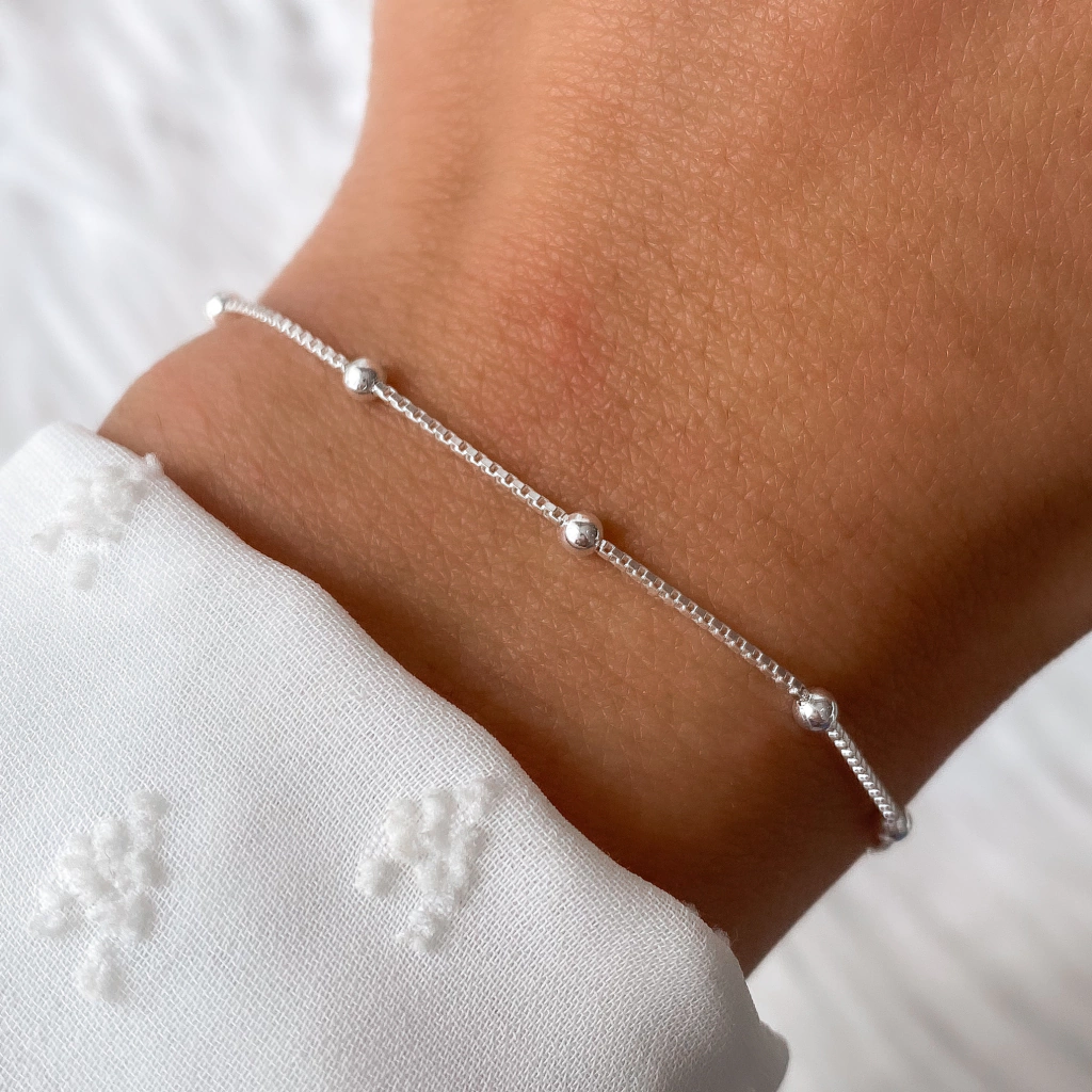 PULE906- PULSERA ITALIANA VENECIANA CON BOLITAS PLATA 925