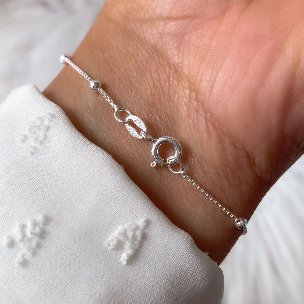 PULE906- PULSERA ITALIANA VENECIANA CON BOLITAS PLATA 925 - Imagen 2