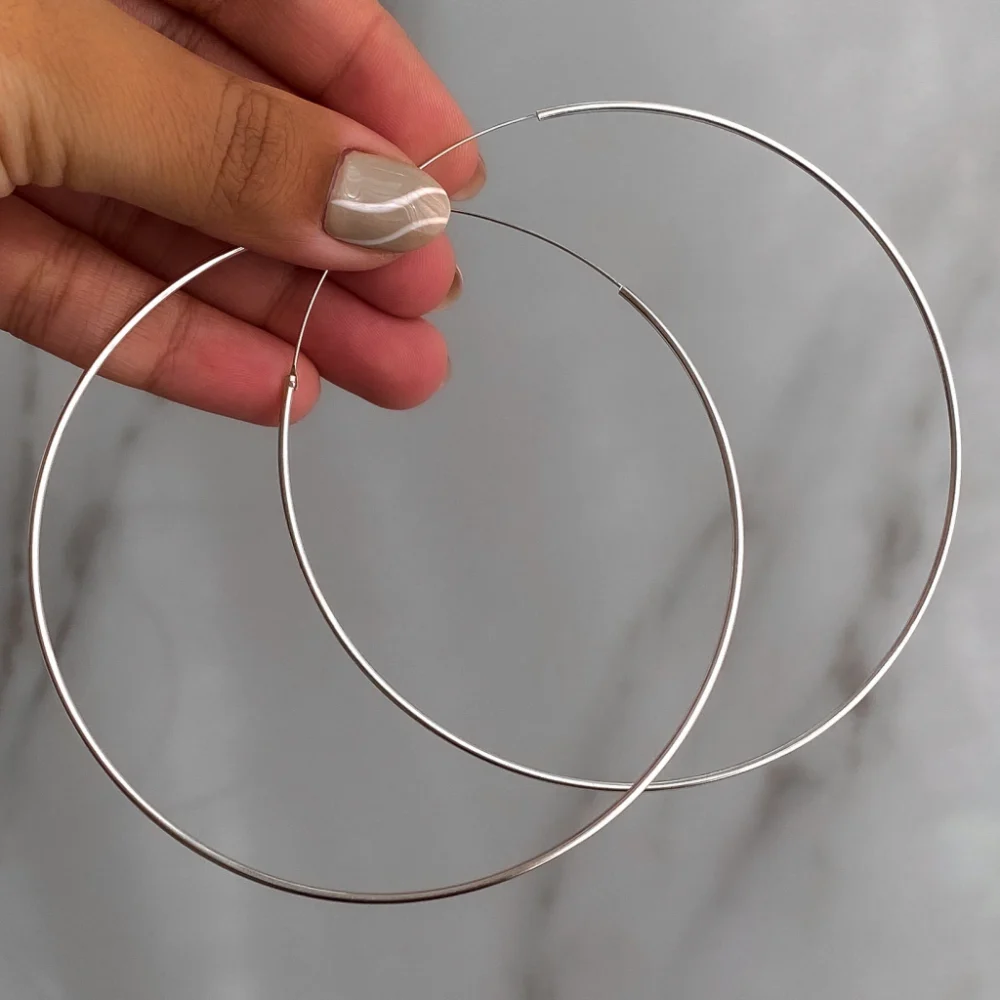 AROS ARGOLLAS 8 CM PLATA 925 CLASICAS LISA- ARL30070