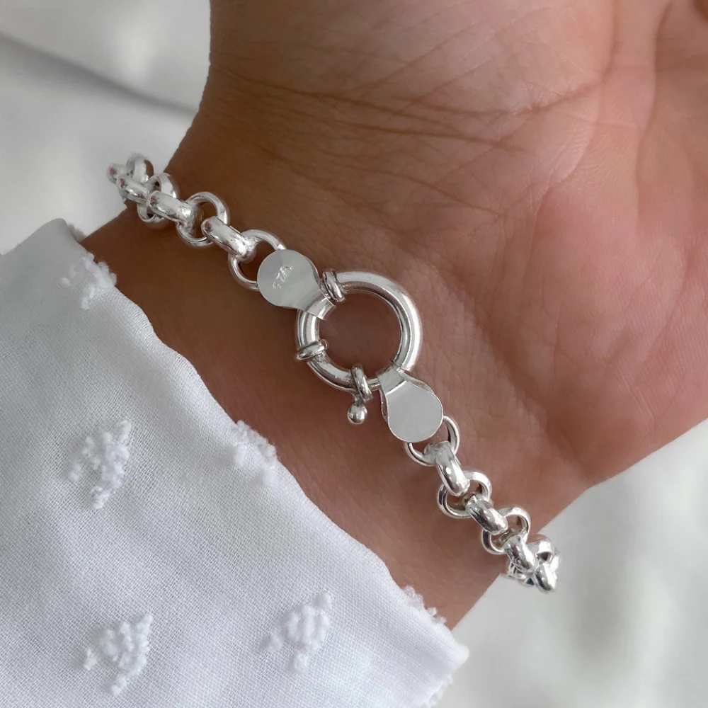 PULRN03- PULSERA LISA GRUESA PLATA ROLO CLASICA NACIONAL 6MM - Imagen 2