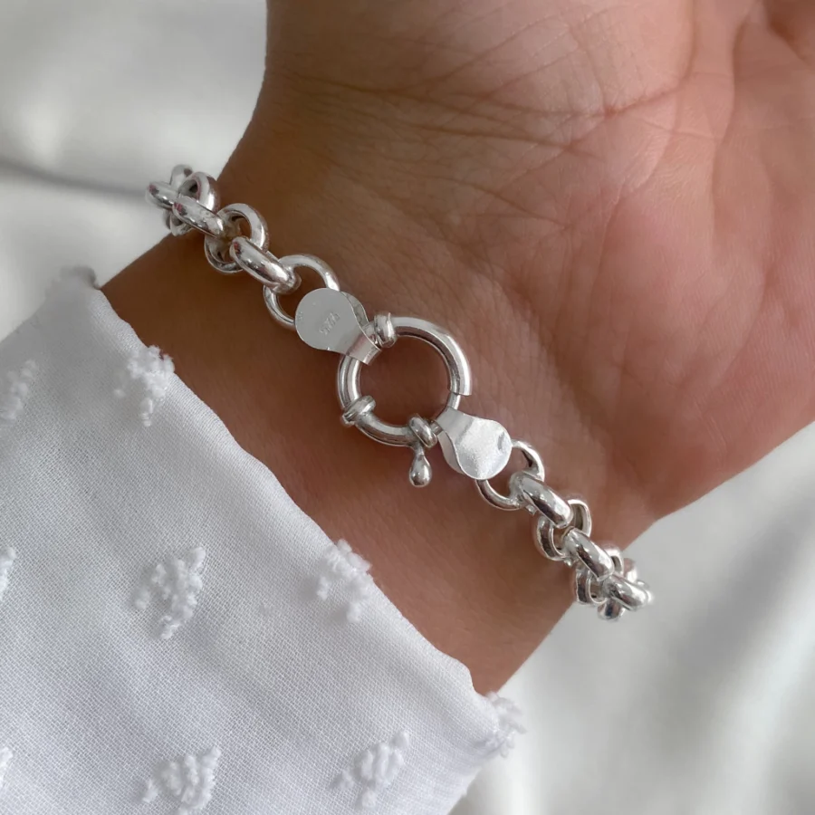 PULRN02- PULSERA LISA GRUESA PLATA ROLO CLASICA NACIONAL 7MM - Imagen 2