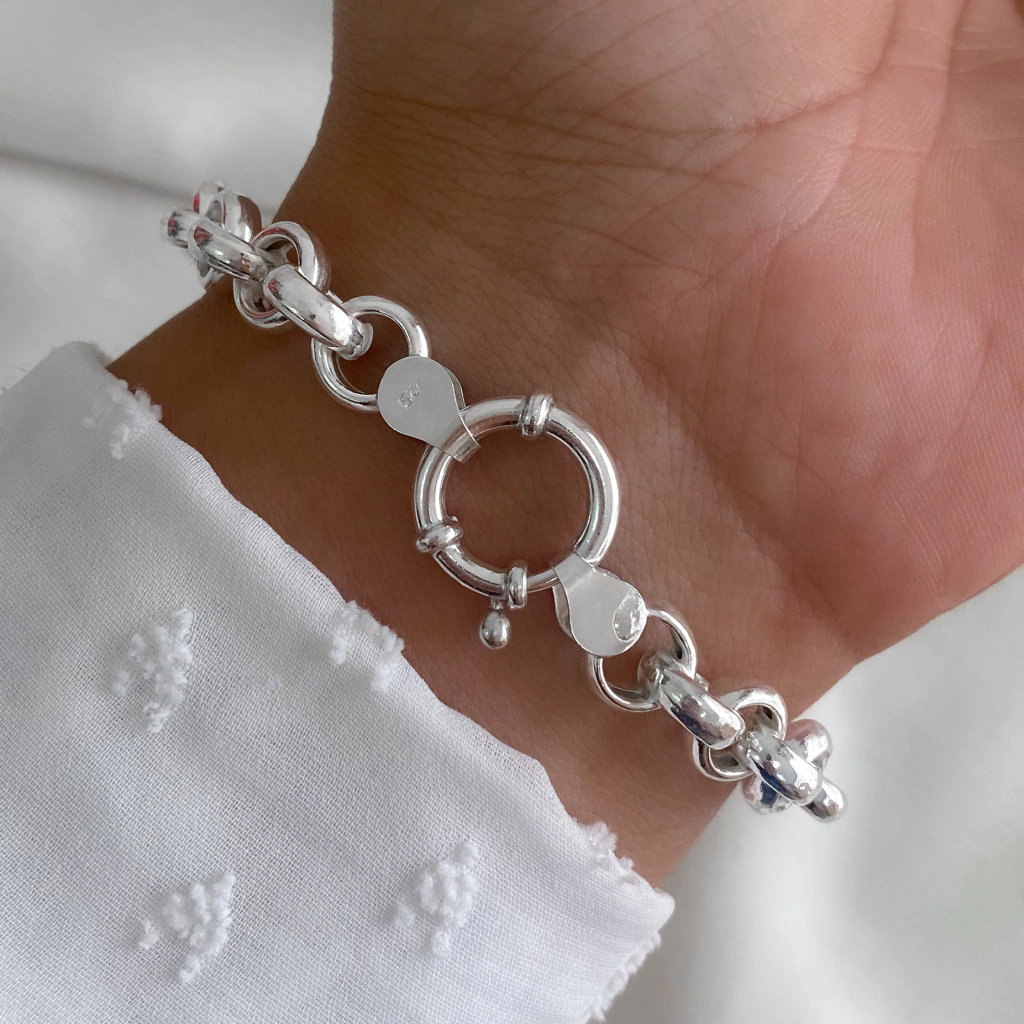 PULRN01- PULSERA LISA GRUESA PLATA ROLO CLASICA NACIONAL 8MM - Imagen 2