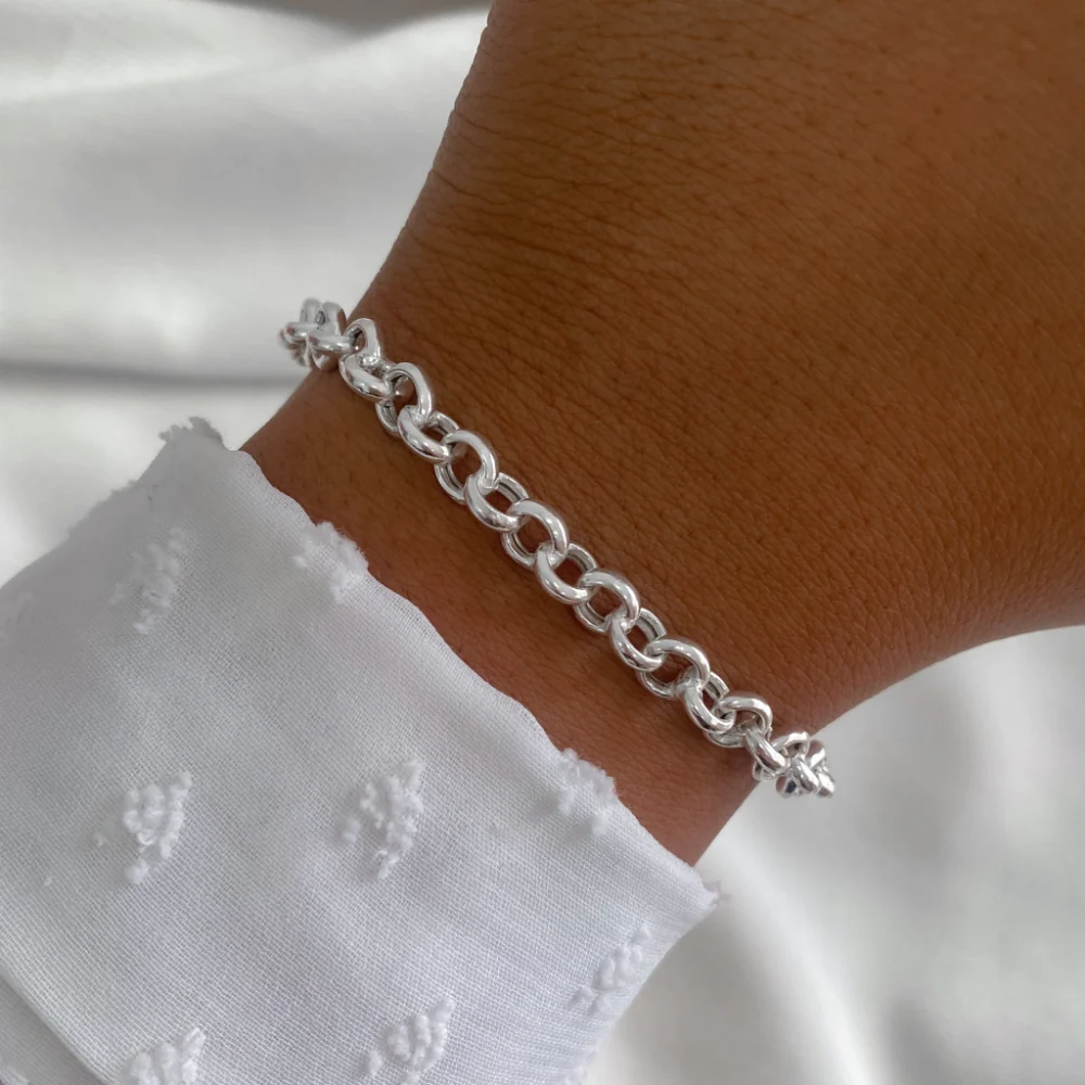 PULRN03- PULSERA LISA GRUESA PLATA ROLO CLASICA NACIONAL 6MM