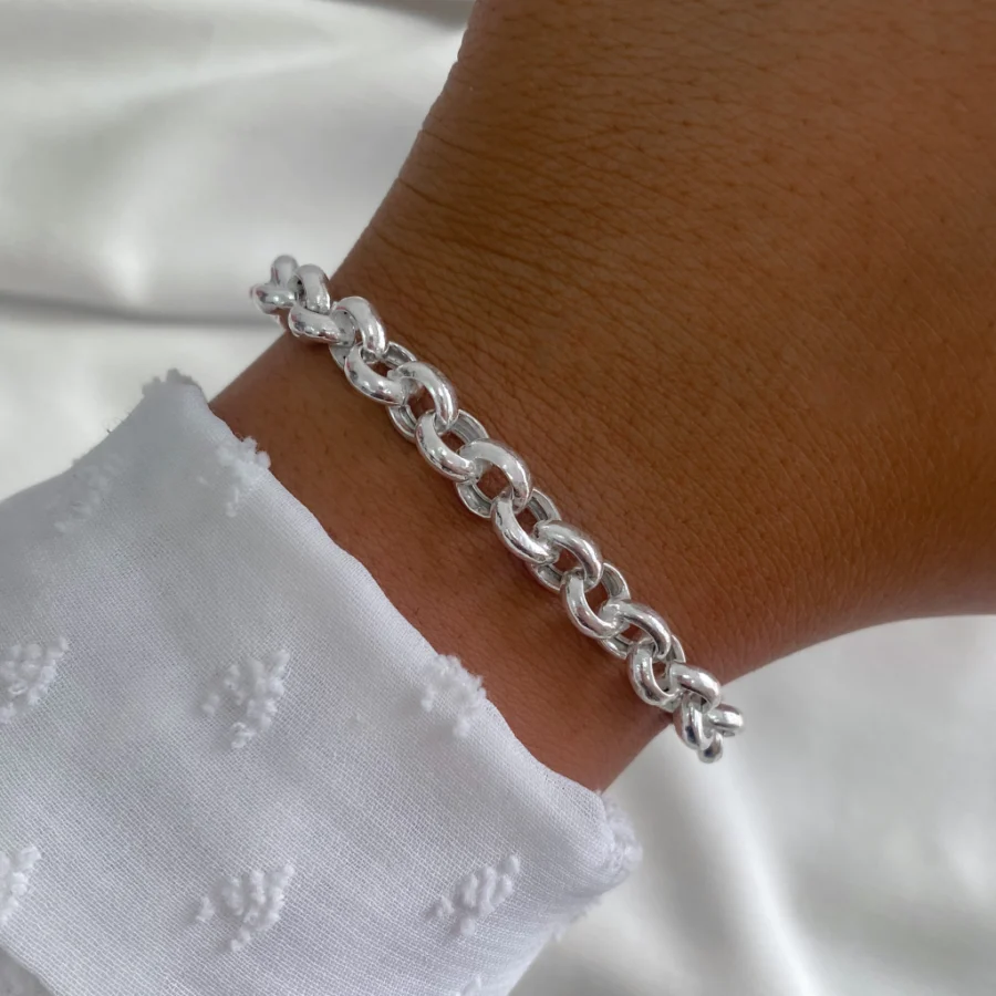 PULRN02- PULSERA LISA GRUESA PLATA ROLO CLASICA NACIONAL 7MM