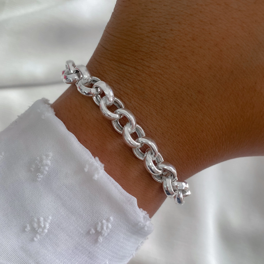 PULRN01- PULSERA LISA GRUESA PLATA ROLO CLASICA NACIONAL 8MM