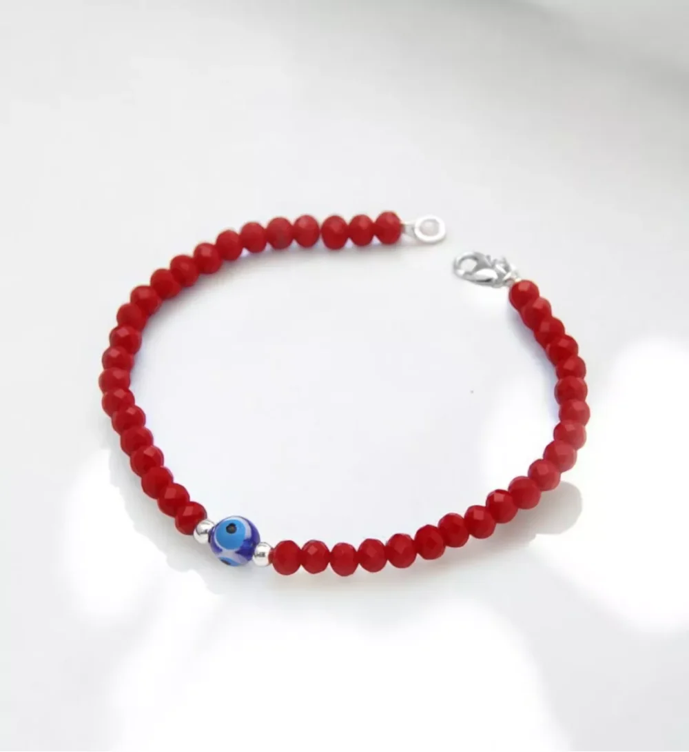 P4371B- PULSERA CRISTAL DE ROCA CON BOLITAS DE PLATA 925 Y OJO TURCO - Imagen 2