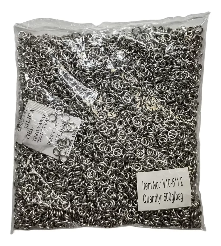 500G. ARGOLLAS 6*1.2MM NIQUELADA PARA ARMADO DE ACCESORIOS - MOSHM07