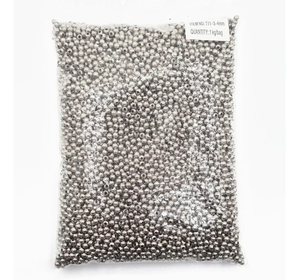 CUENTAS METÁLICAS 4MM NIQUELADAS X 1KG PARA ACCESORIOS BOLSA CERRADA POR MAYOR - MOSHM02