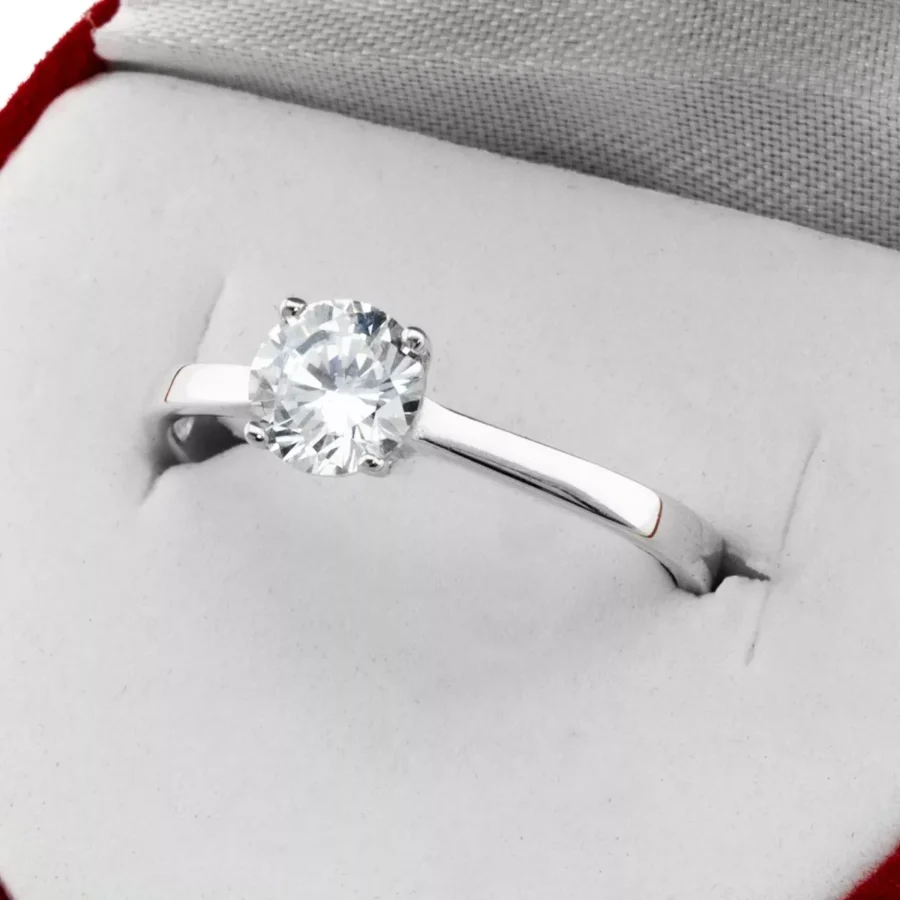 ANILLO CINTILLO COMPROMISO PLATA 925 SOLITARIO + ESTUCHE REGALO- AP15D12