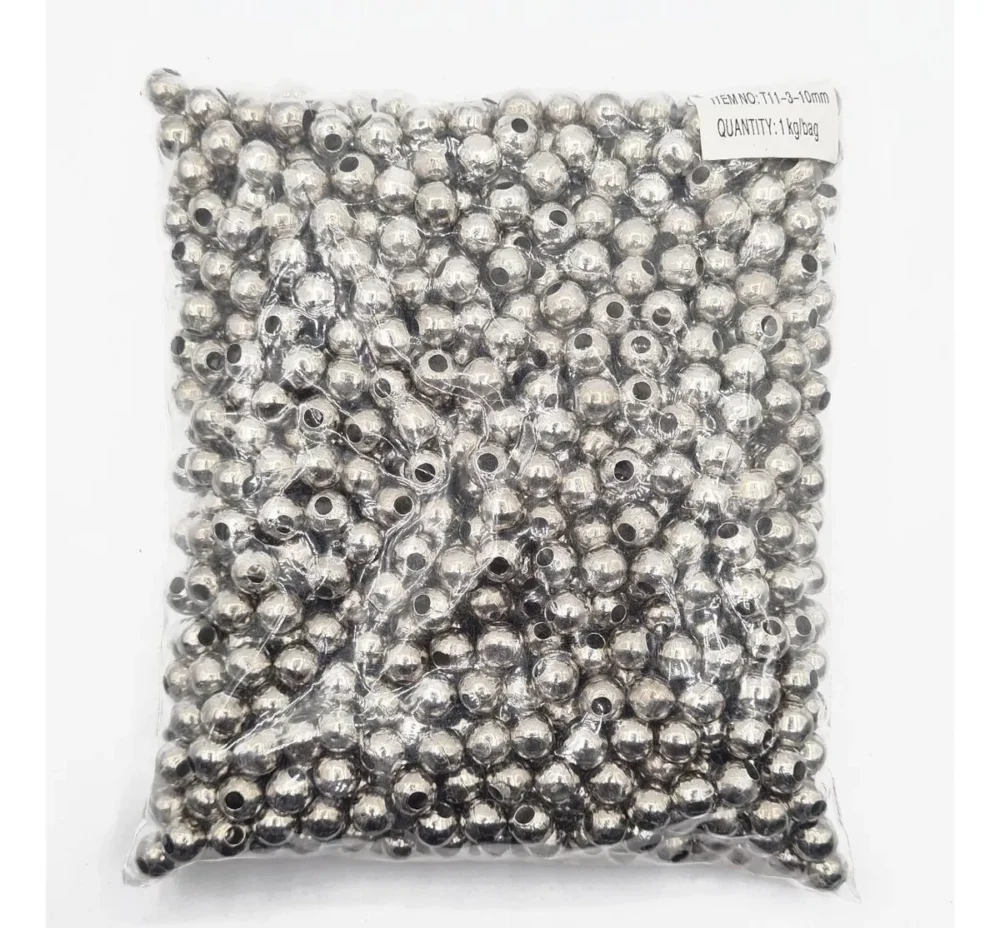 CUENTAS METÁLICAS 10MM NIQUELADAS X 1KG PARA ACCESORIOS BOLSA CERRADA POR MAYOR - MOSHM04