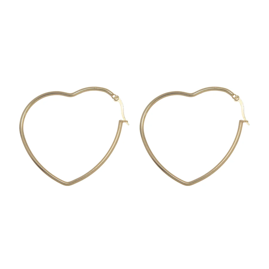 AROS ARGOLLA DE ACERO DORADO MEDIANOS CON FORMA DE CORAZÓN
