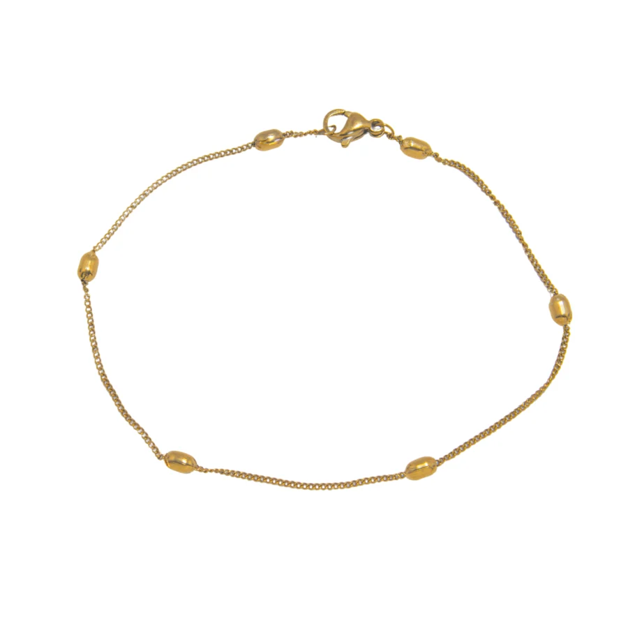 PULSERA ACERO DORADO CON BOLITAS OVALADAS - ACEP66