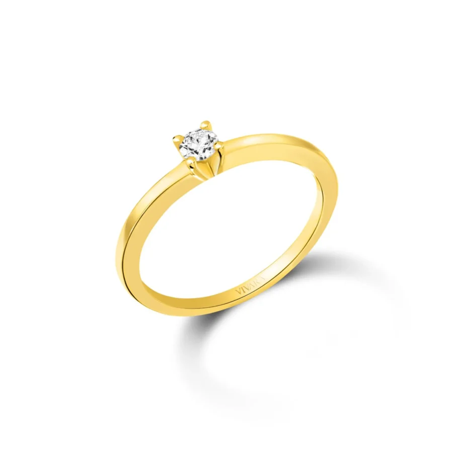 OR47- ANILLO COMPROMISO SOLITARIO CINTILLO CON CUBIC CENTRAL ORO 18K - Imagen 2