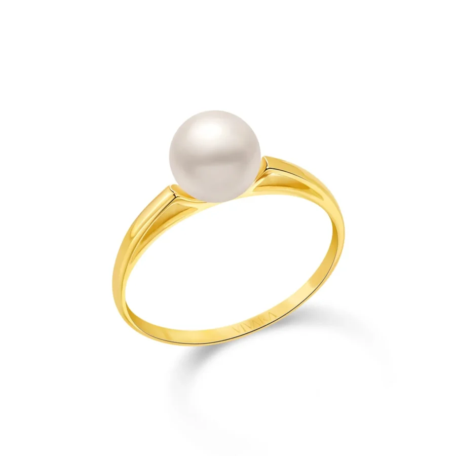 OR49- ANILLO COMPROMISO SOLITARIO ORO 18K  CON PERLA 6 MM CENTRAL - Imagen 2