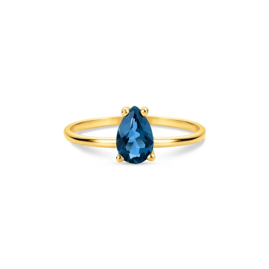 OR55- ANILLO CON CUBIC AZUL DE ORO 1,5 GRAMOS 18K