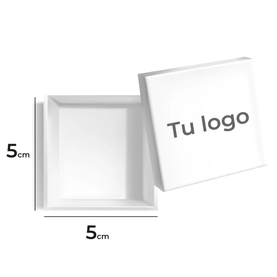 CAJA ANILLOS PERSONALIZADA CON LOGO 5 X 5 CM (200 UNIDADES) -CAJP277