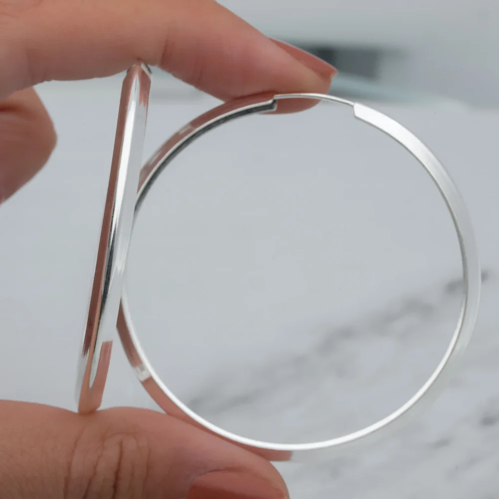 AROS ARGOLLAS 5 CM PLATA 925 CLASICAS LISA- ARL300104