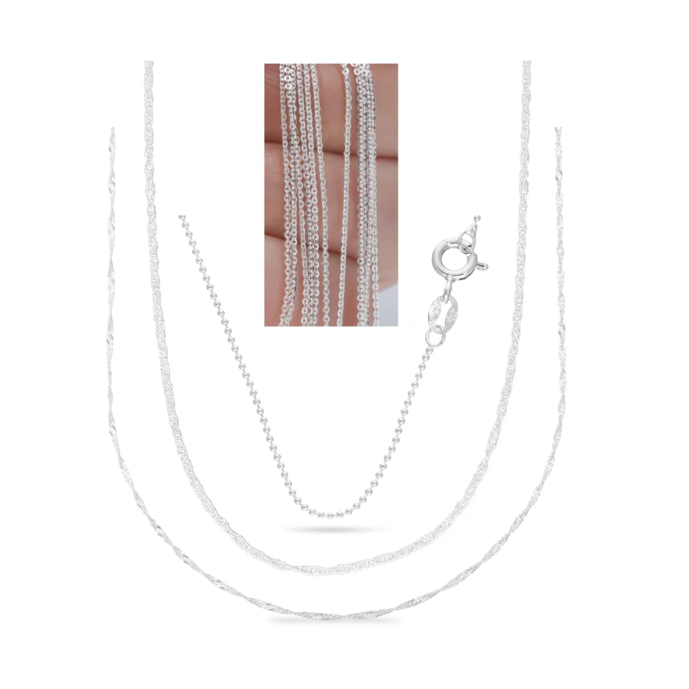 COMB331- KIT 4 CADENAS 45 CM DE PLATA 925 ( IMAGEN ILUSTRATIVA, PRODUCTOS SIN ELECCION SURTIDOS)