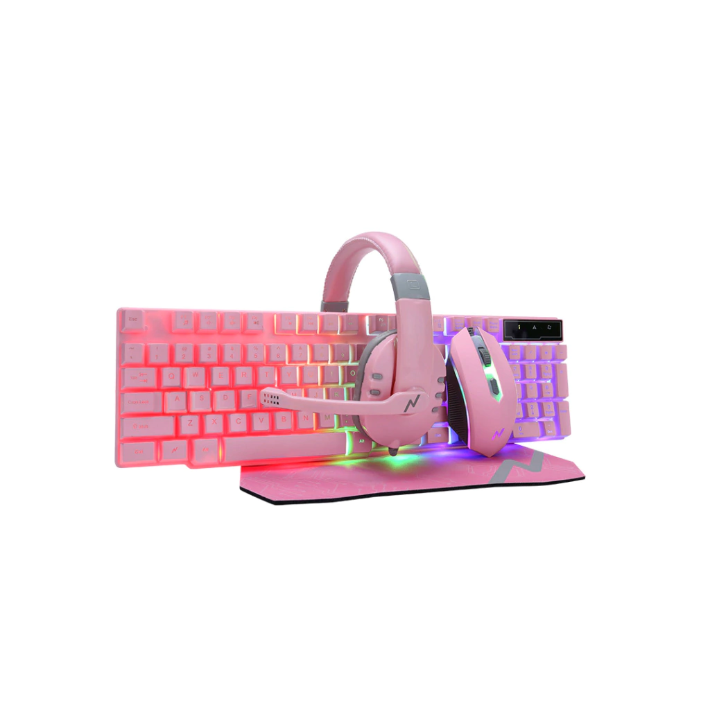 COMBO GAMER ROSA NOGA 4EN1 (TECLADO-MOUSE-AURI-PAD) NKB- 411 - SMAR070
