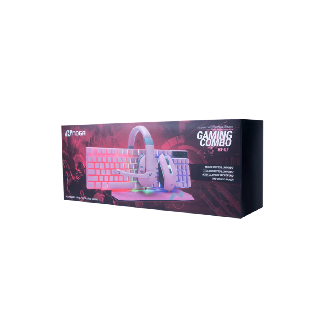 COMBO GAMER ROSA NOGA 4EN1 (TECLADO-MOUSE-AURI-PAD) NKB- 411 - SMAR070 - Imagen 2