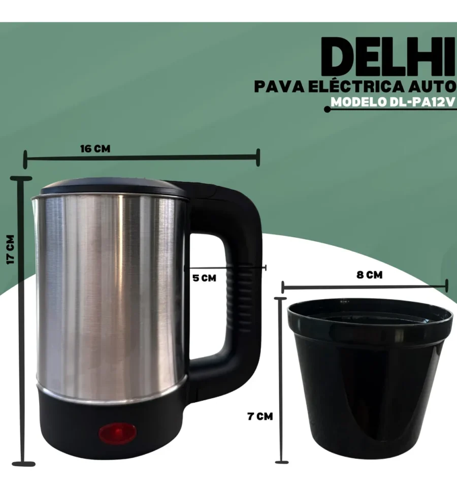 PAVA ELECTRICA PARA AUTO 500 ML + 2 TAZAS  -SMAR120 - Imagen 2