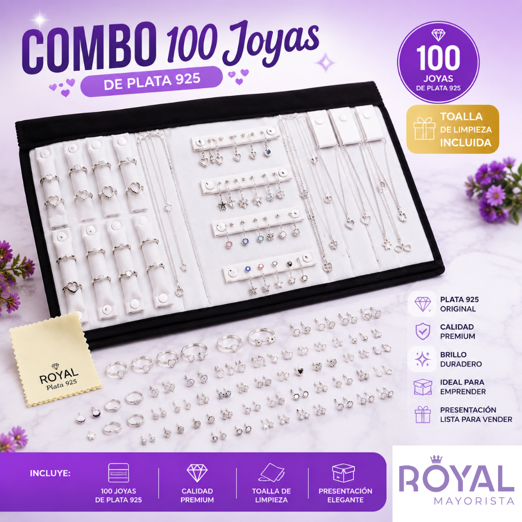 COMBO DÚO EMPRENDEDOR 100 PIEZAS PLATA 925 ARMADO (foto ilustrativa) - PA0702