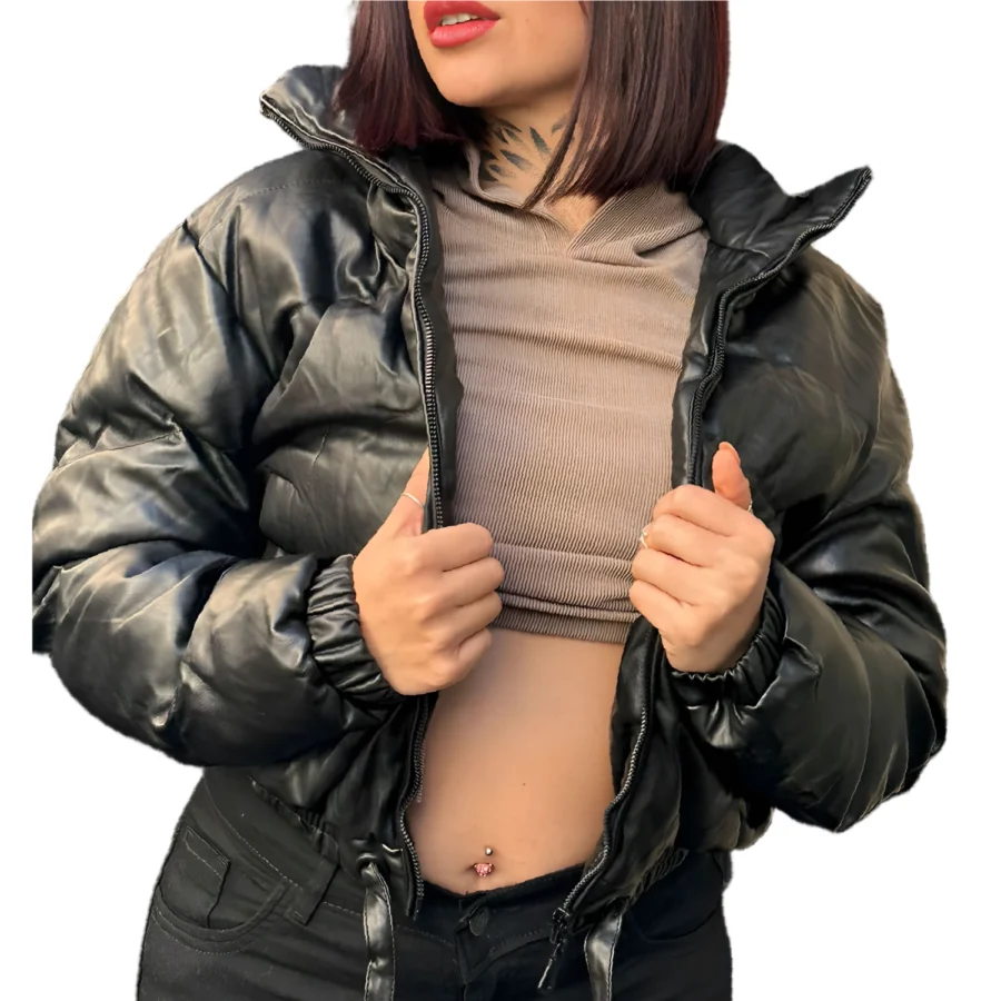 CAM101- CAMPERA ENGOMADA NEGRA- TALLE M - Imagen 2