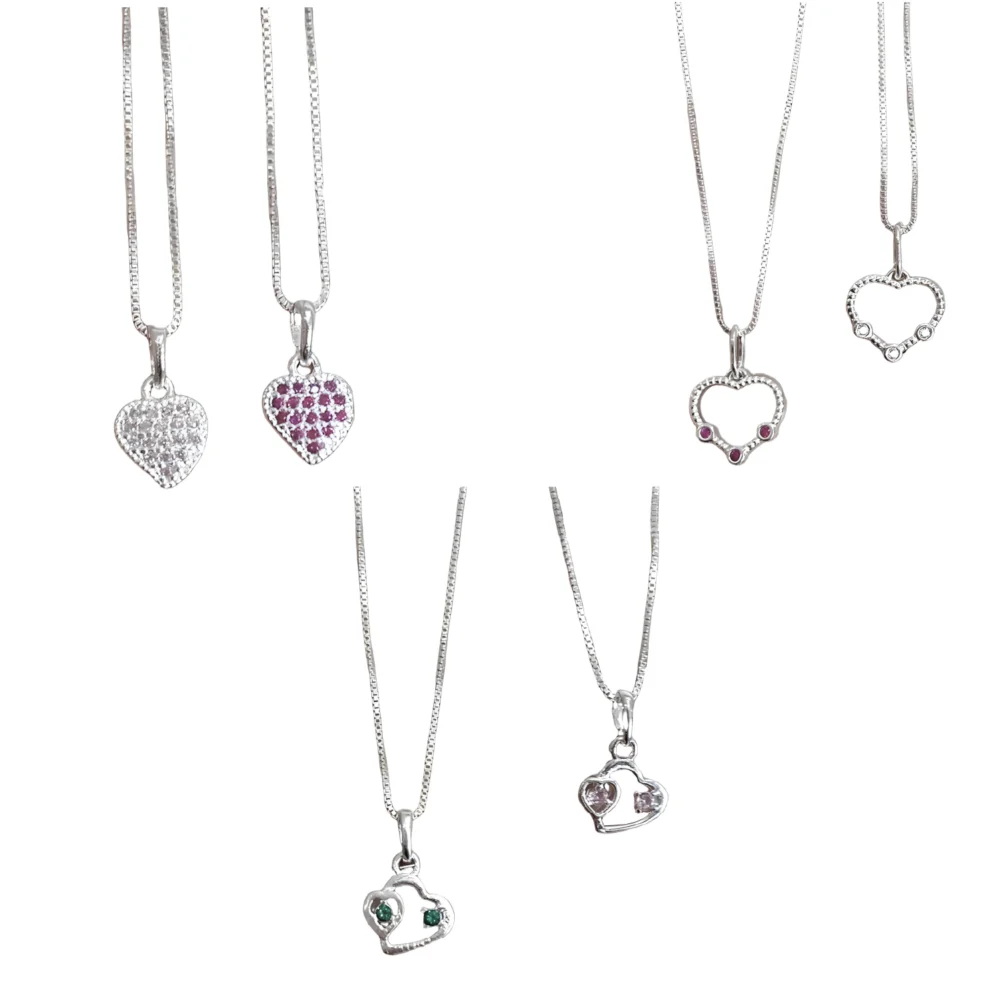 KIT209- KIT CORAZON 6 CADENAS CONJUNTOS DE PLATA 925 ( IMAGEN ILUSTRATIVA, PRODUCTOS SIN ELECCION SURTIDOS)
