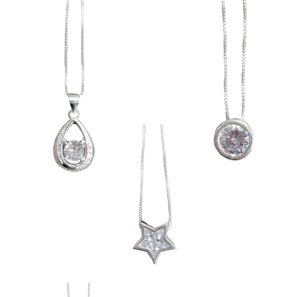 KIT211- KIT CUBIC 3 CADENAS CONJUNTOS DE PLATA 925 ( IMAGEN ILUSTRATIVA, PRODUCTOS SIN ELECCION SURTIDOS)
