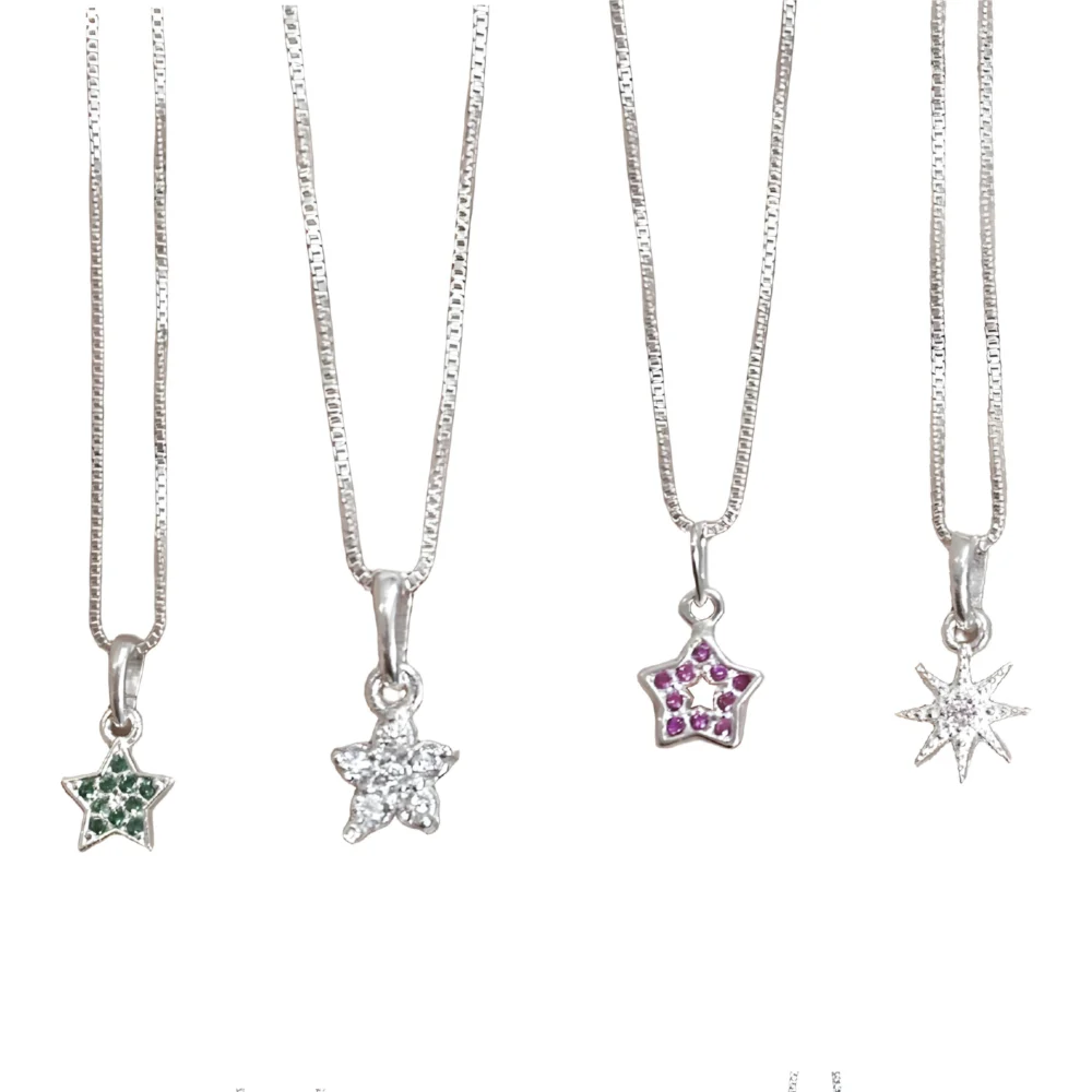 KIT213- KIT DIJES ESTRELLA 4 CADENAS CONJUNTOS DE PLATA 925 ( IMAGEN ILUSTRATIVA, PRODUCTOS SIN ELECCION SURTIDOS)
