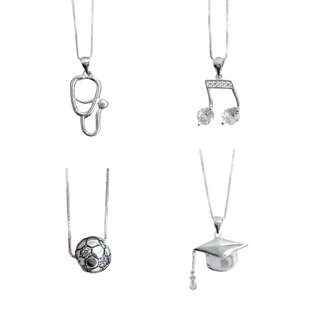 KIT203- KIT PROFESIONES 4 CADENAS CONJUNTOS DE PLATA 925 ( IMAGEN ILUSTRATIVA, PRODUCTOS SIN ELECCION SURTIDOS)