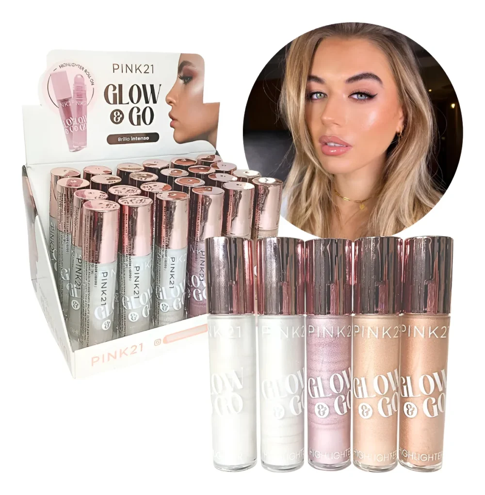 Iluminador P/ El Rostro Con Bolita Glow Y Go Brillo Pink 21