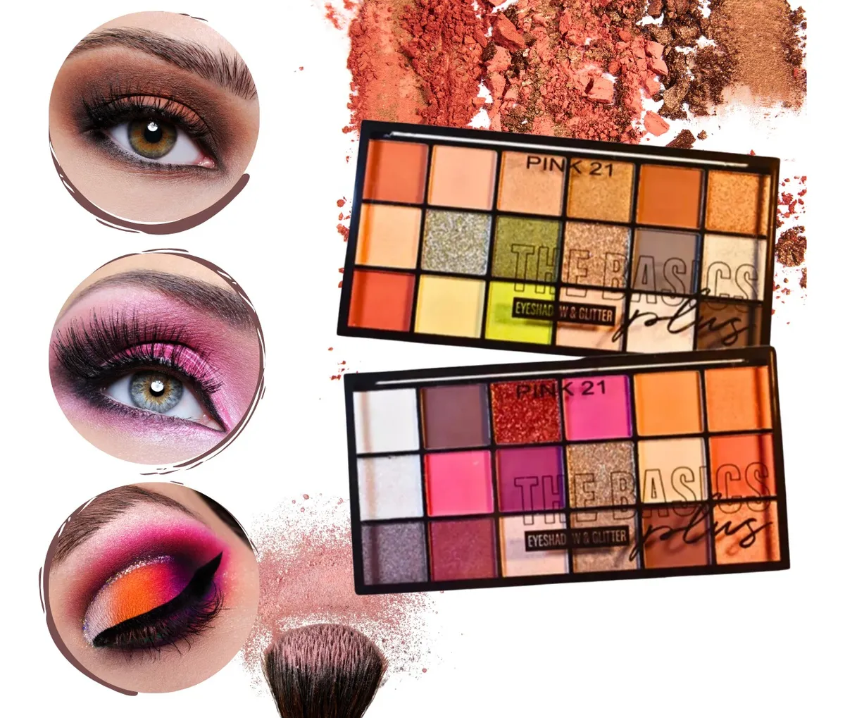 Paleta De Sombras 18 Colores Pink21 Maquillaje Matte Glitter