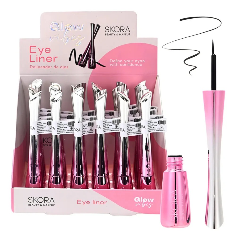 Delineador De Ojos Liquido Skora Eye Liner Glow Ribes Makeup Acabado Brillante Color Negro