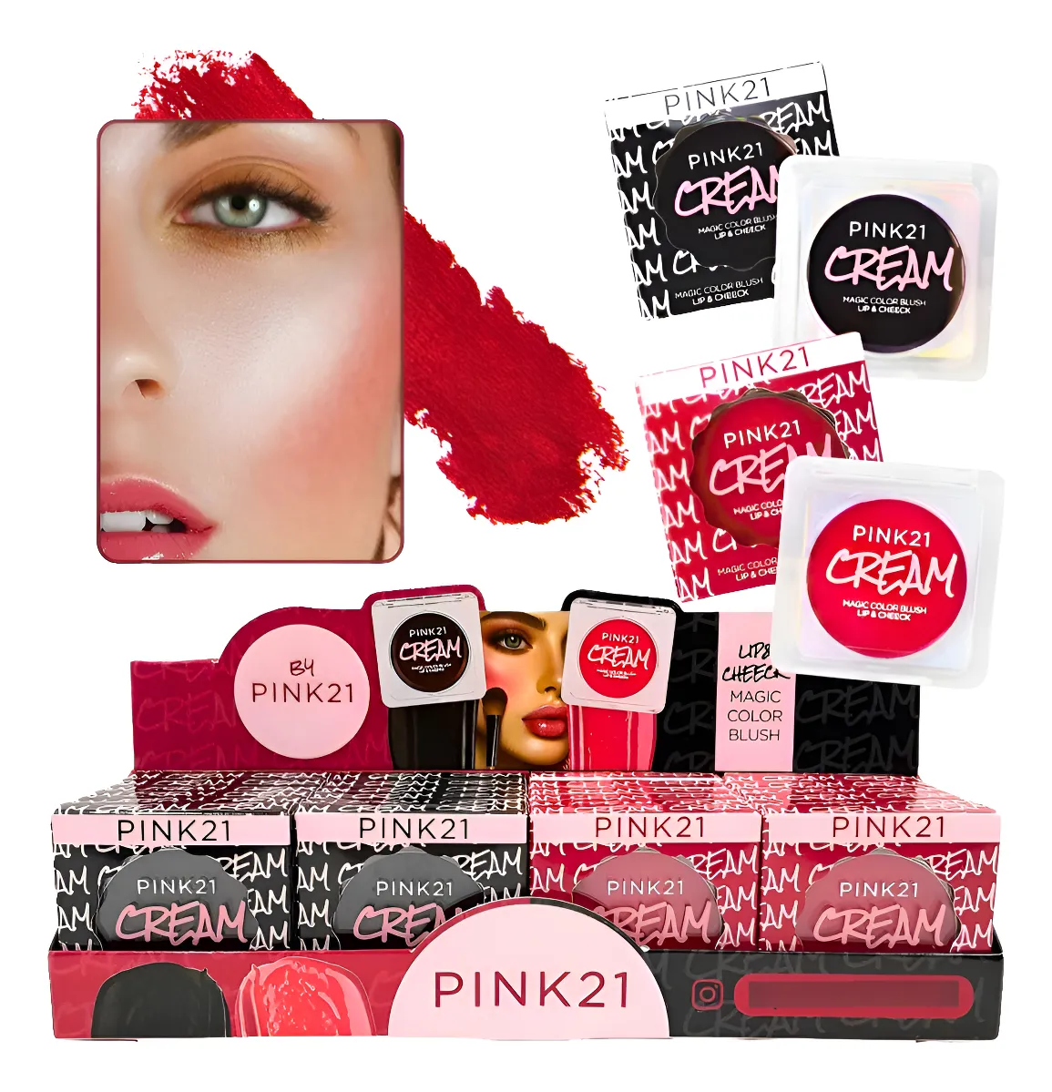 Rubor Magico Pink 21 Cream Magic Color Brush Lips & Cheeck