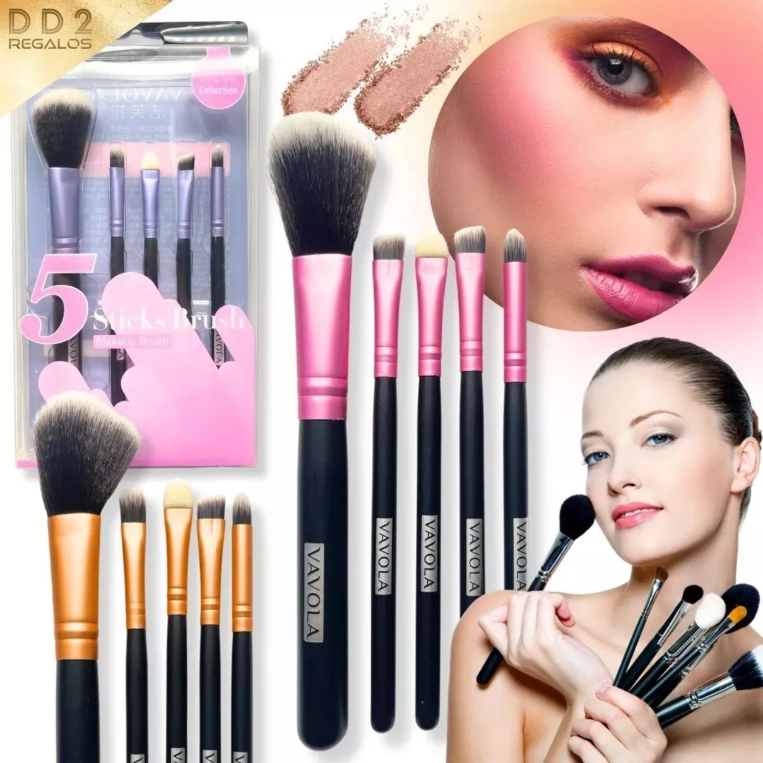 Set X5 Brocha Y Pinceles Para Maquillaje Profesional Make Up